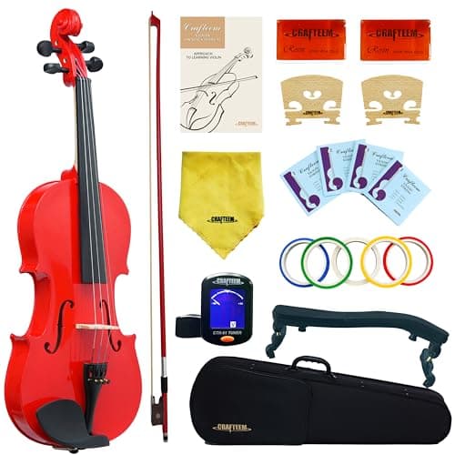 Spruce and Maple Solid Wood Violin Outfit for Beginners - Craft Your Perfect Sound — Red
