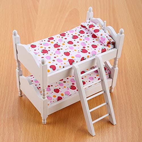 1:12 Scale Strawberry Dollhouse Furniture - Double Bunk Bed Decor