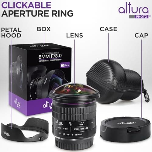 Altura Photo 8mm f/3.0 Wide Angle Aspherical Fisheye Lens for Canon EOS DSLRs