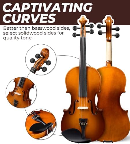 Vangoa 1/2 Size Acoustic Violin Kit for Beginners