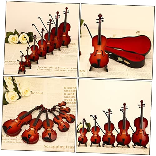 ErgoGO Mini Violin Model Decorative Musical Instrument with Stand & Faux Case