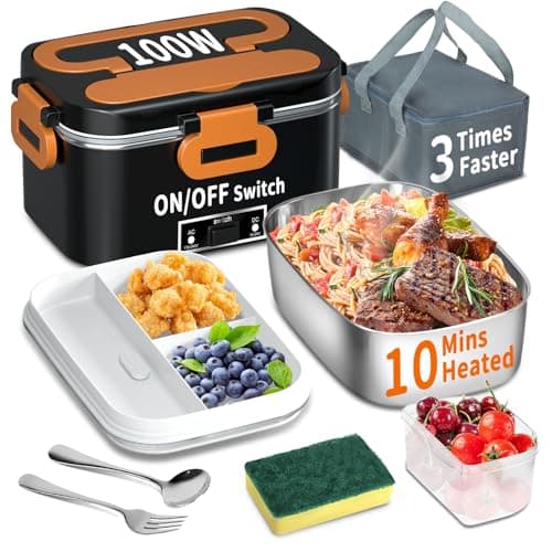 1.8L 100W Fast Self-Heating Lunch Box for Adults Blue — OrangeBlack