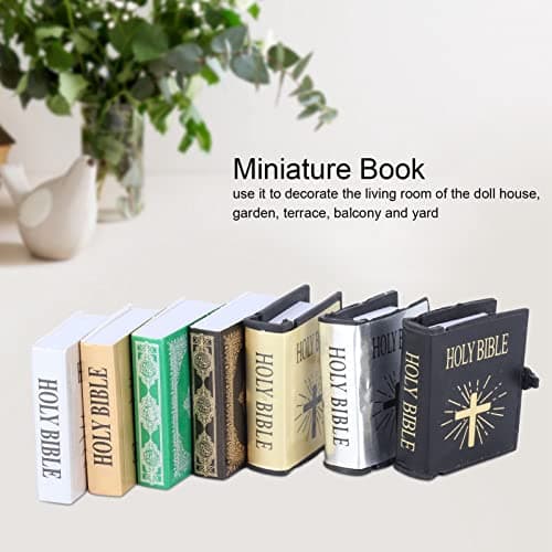 Zerodis Miniature Bible Set: 1:12 Scale Dollhouse Accessories (Includes 5 Bibles + 2 Qurans)