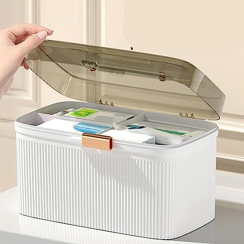 Zerodis Portable Medicine Box for Family First Aid, Double Layer with Security Lock