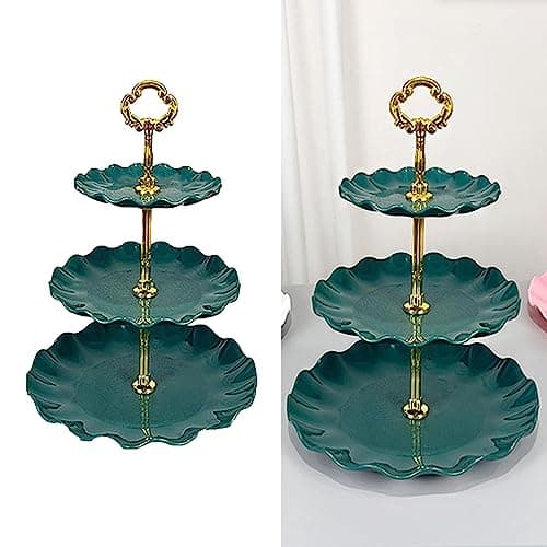 Dark Green 3-Tier Dessert Cake Stand for Tea Party, Wedding, and Birthday