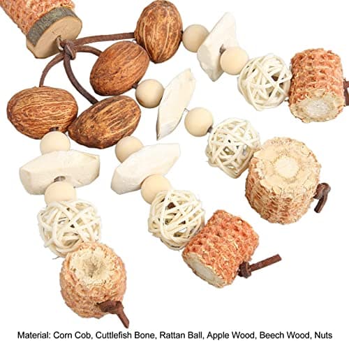 Zerodis Rattan Ball Corn Cob Chew Toys for African Grey Parrots, Macaws, Cockatoos