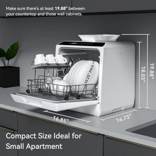 Hermitlux Portable Dishwasher, 5 Programs, 5-Liter Tank, No Hookup Needed