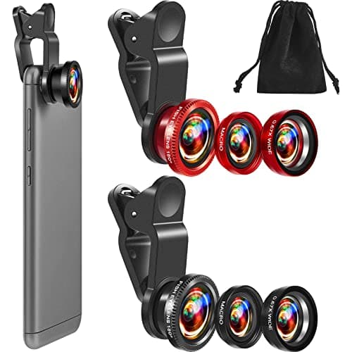 3-in-1 Universal Camera Lens Kit for Smartphones: Fisheye, Macro, and Wide Angle Attachments for Video and Vlogs (2 Pack)