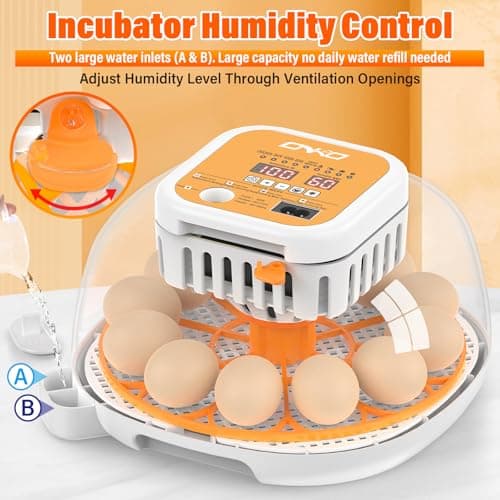 12 Incubators for Hatching Chicken, Duck, Quail & Goose with Automatic Turning & Humidity Control