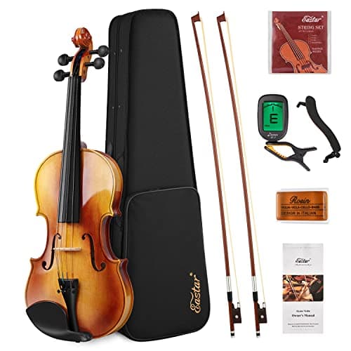 Eastar 3/4 Violin Kit for Beginners with Case, Rosin, Shoulder Rest, Bow, and Strings — 4/4 Two Bows