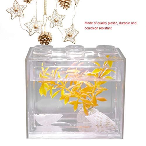 Zerodis Mini Aquarium Bowl with USB LED Light for Goldfish Décor