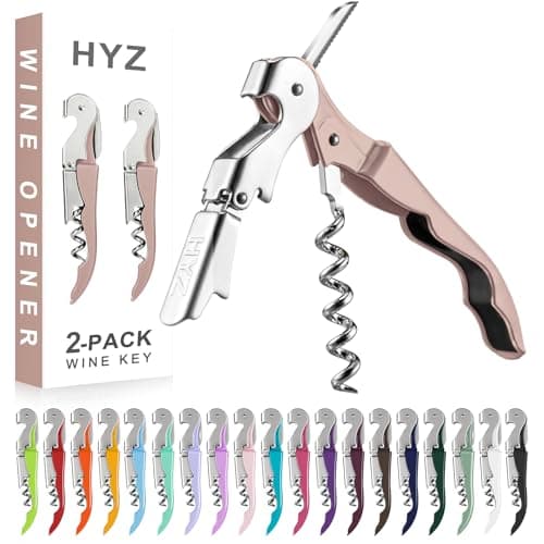 HYZ 2-Pack Pink Wine Opener with Foil Cutter — Dark Pink