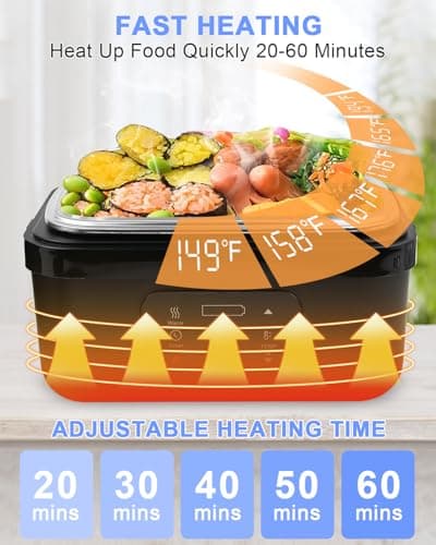Portable Battery-Powered Heated Lunch Box for Adults, 4.2 Cups Leak-Proof Container