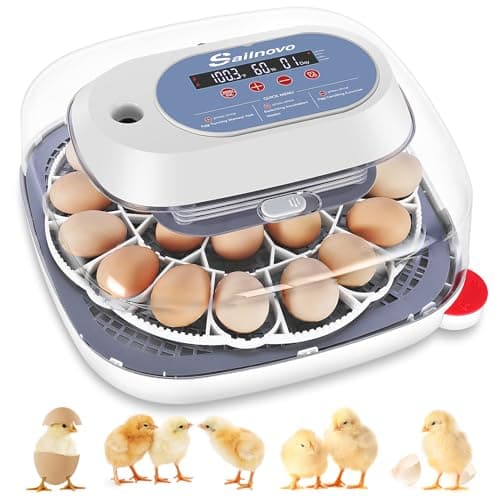Sailnovo 24 Egg Incubators with Automatic Turning & Humidity Display - Grey — Blue