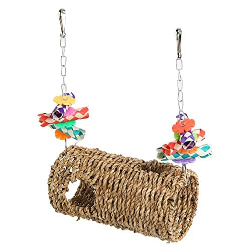 Durability and Fun: Hooked Bird Grass Woven Swing for Parrots and Parakeets