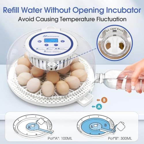 Sailnovo Automatic Egg Incubator with Turning, Humidity Display & Candler (Blue)