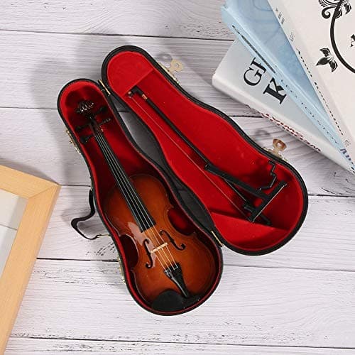 Oumefar Mini Viola Replica with Case - Wooden Miniature Violin for Crafts and Gifts