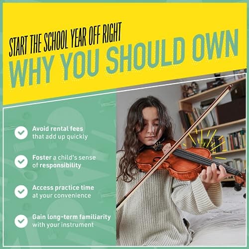 Mendini by Cecilio 1/2 Violin Kit - Fiddle for Kids & Adults