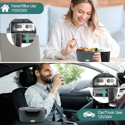 12/24/110V 1.5L 80W Fast Portable Truck/Car Lunch Warmer with Compartments