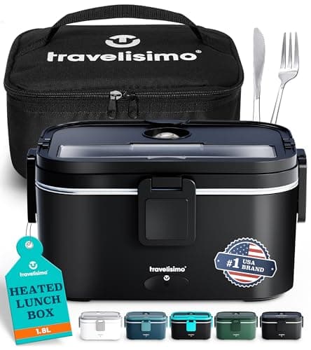 XL Heated Lunch Box 1.8L for Men, 80W Portable Work Warmer — Black