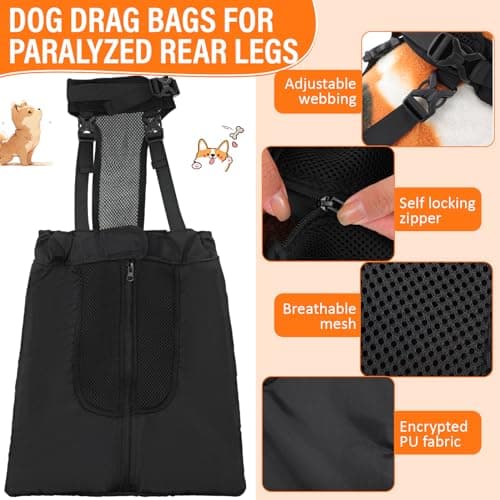 Adjustable Dog Drag Bags for Paralyzed Rear Legs - 4 Packs, Breathable Protection for Disabled Pets (Medium)