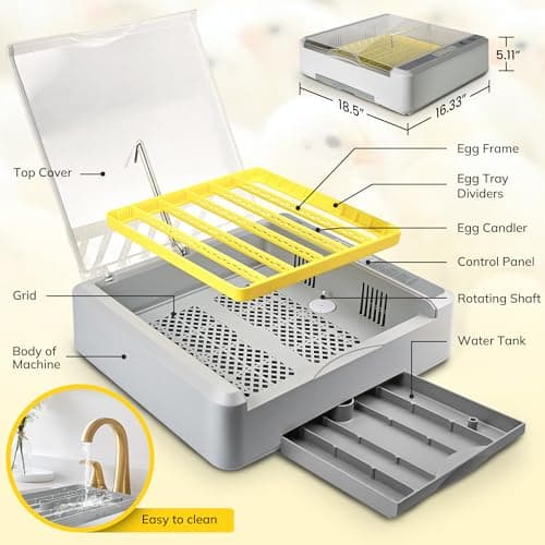 36-60 Egg Incubator with Auto Turning & Humidity Control, 360° View Digital Display Incubator for Hatching Chicken, Duck