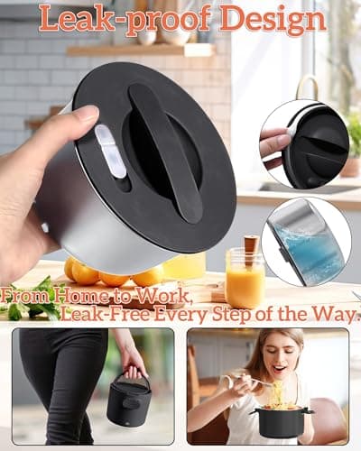 100W Portable Electric Lunch Warmer 33oz Leak-proof for Work and Travel