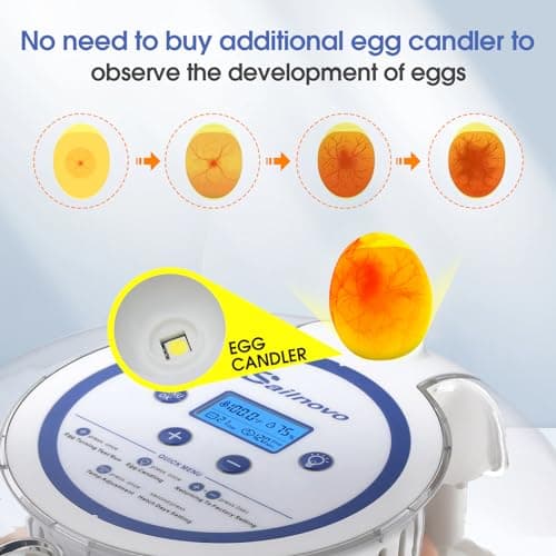 Sailnovo Automatic Egg Incubator with Turning, Humidity Display & Candler (Blue)