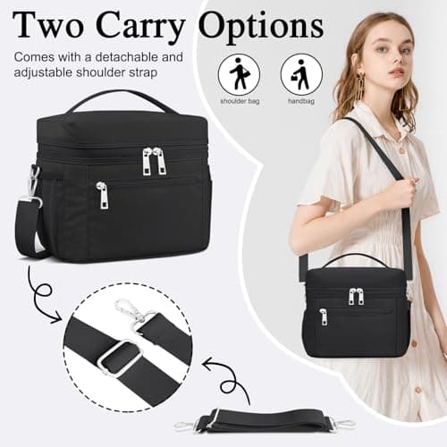 Insulated Lunch Bag for Adults, Leak-Proof & Water-Resistant (Black)