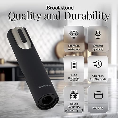Brookstone Automatic Electric Wine Opener & Foil Cutter with Stand - Perfect Wine Gift for Men