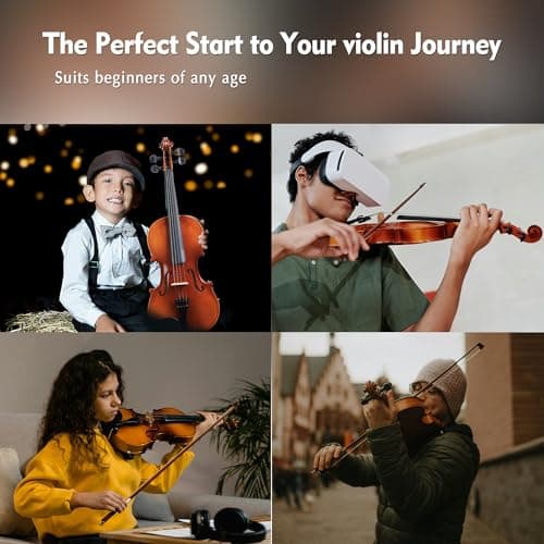 Adm 3/4 Size Wood Violin Set for Beginners with Case, Rosin, Bow, Tuner