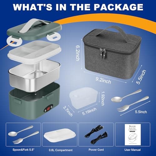 Portable Electric Lunch Box with Temperature Control for Adults