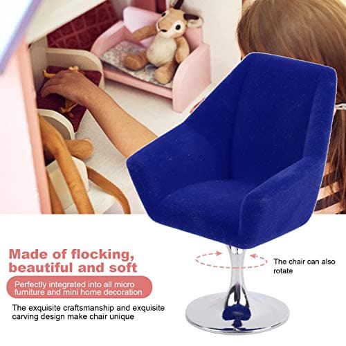 Zerodis Mini Dollhouse Armchair for Kids - 1:12 Scale Blue Sofa Chair