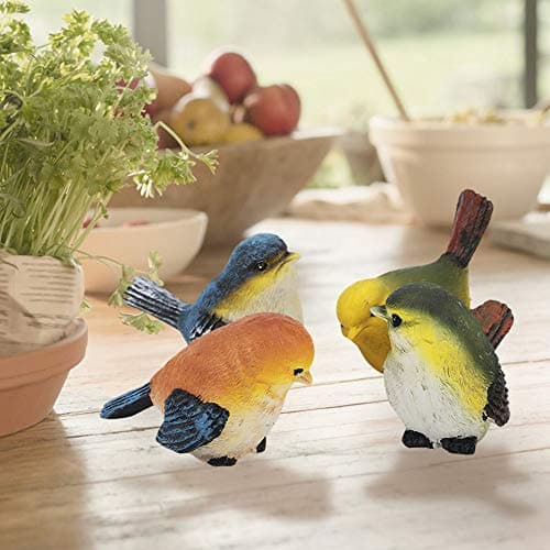 Zerodis Resin Bird Figurines, Pack of 4, Mini Garden Yard Art