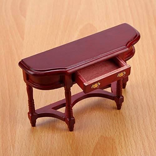 Zerodis 1:12 Scale Mini Dollhouse Half-Round Table - Wooden Furniture for Kids' Pretend Play