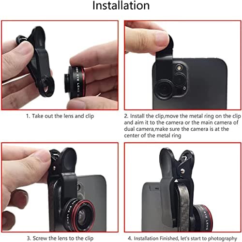 HD Fisheye Lens Kit for iPhone and Android Smartphones - 235° Clip-On Camera Lens