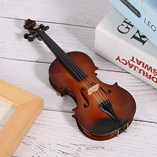 Oumefar Mini Viola Replica with Case - Wooden Miniature Violin for Crafts and Gifts