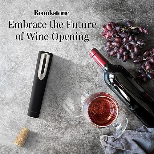 Brookstone Automatic Electric Wine Opener & Foil Cutter with Stand - Perfect Wine Gift for Men