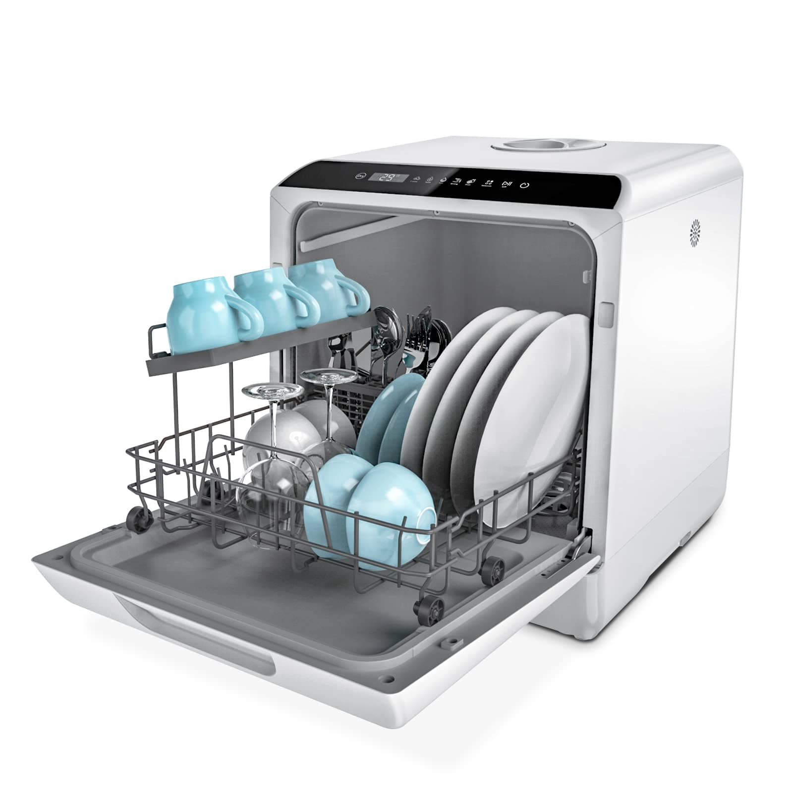 Hermitlux Portable Dishwasher, 5 Programs, 5-Liter Tank, No Hookup Needed