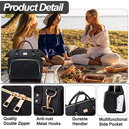 Weitars Insulated Lunch Bag for Women Wide-Open Pockets Adjustable Strap
