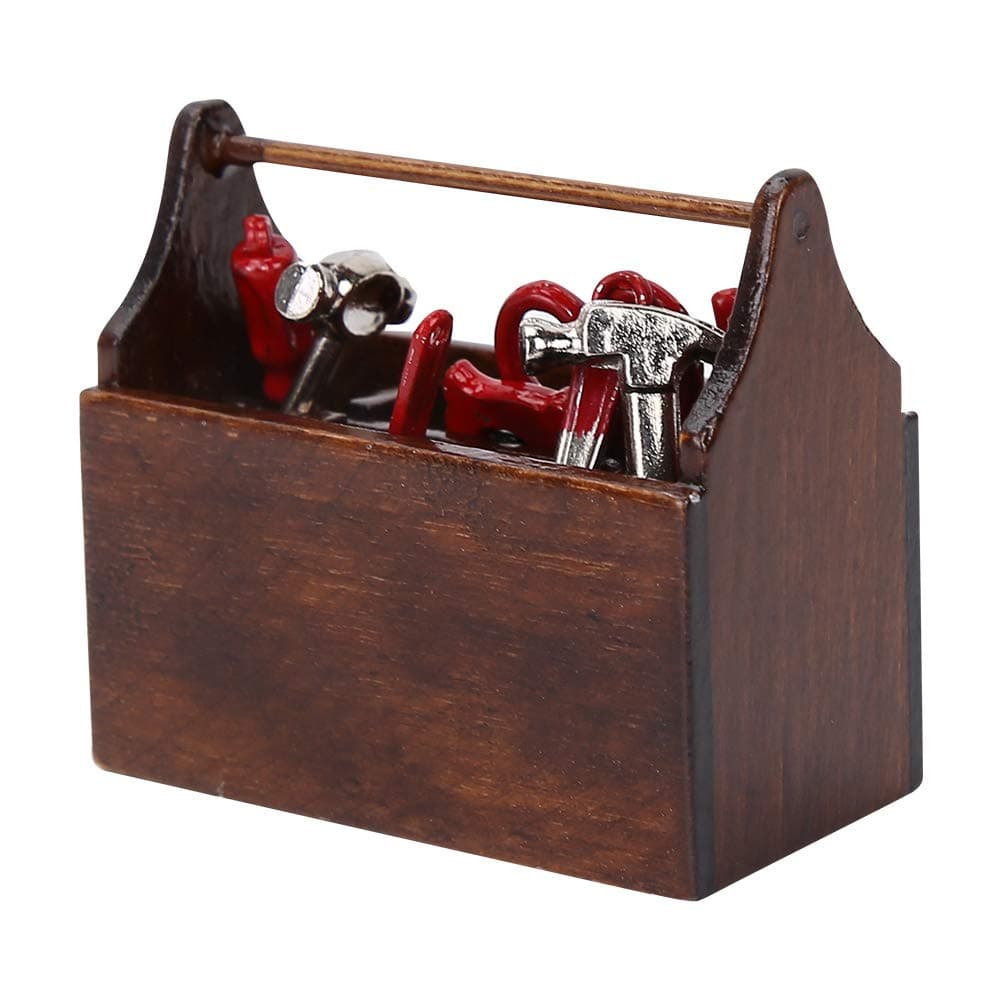 1:12 Miniature Wooden Toolbox: Dollhouse Model Accessory