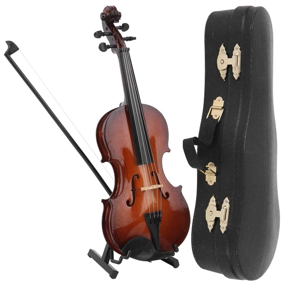 Oumefar Mini Viola Replica with Case - Wooden Miniature Violin for Crafts and Gifts