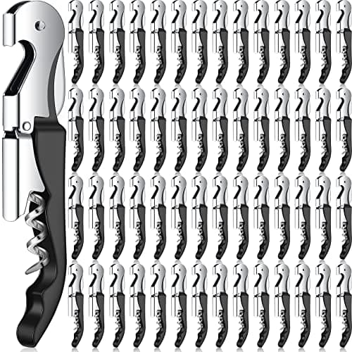 Black 100 Pack Heavy Duty Waiter's Corkscrew with Foil Cutter Wine Opener