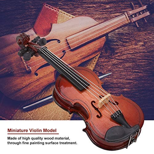 Mini Wooden Violin Model for Dollhouse Accessories Home Decor