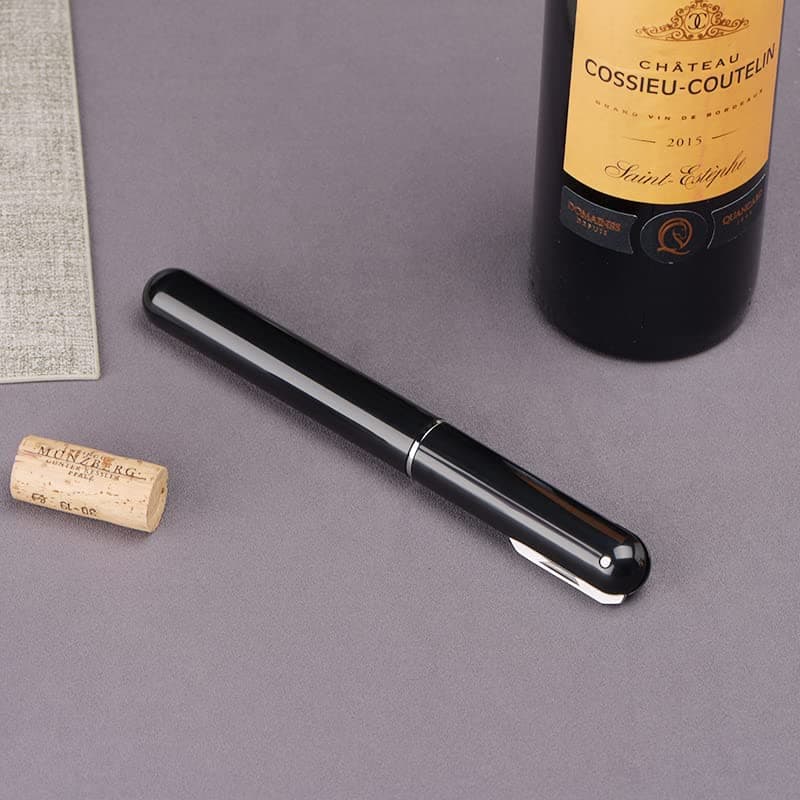 IPEROT Air Pressure Wine Bottle Opener with Foil Cutter - Effortless Cork Removal (Black)