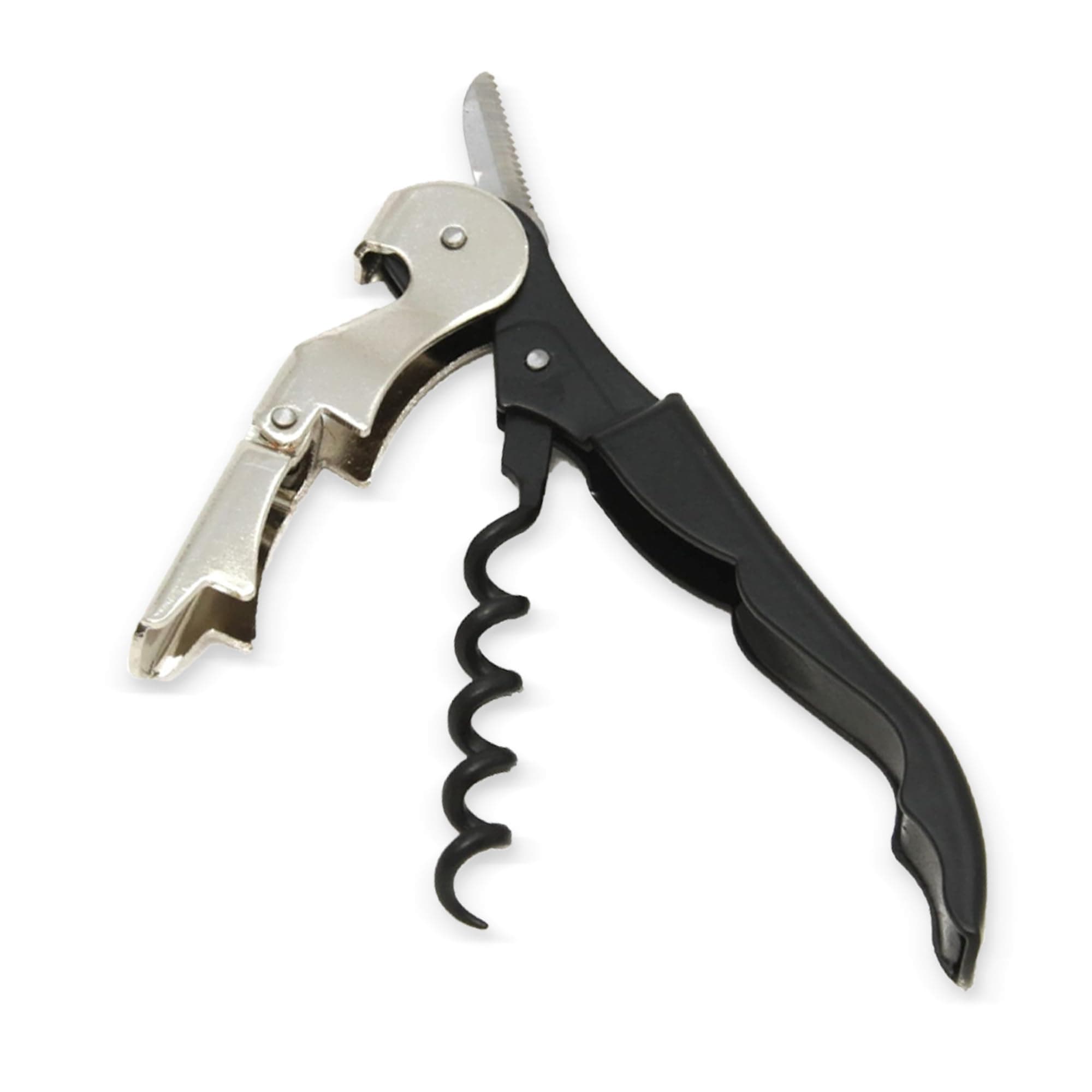 Waiters Corkscrew with Foil Cutter and Bottle Opener (5 inches, Stainless Steel/Black)