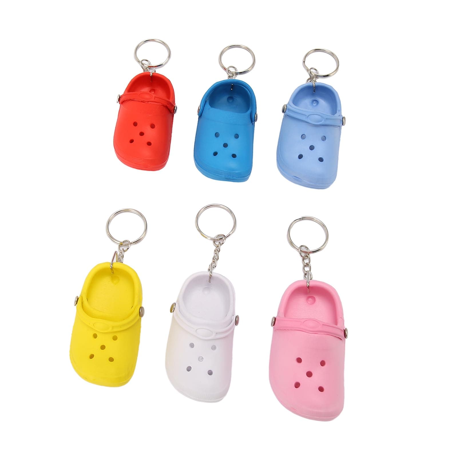 Zerodis Assorted Colors Soft Silicone Slipper Keychain Set, 6Pcs Portable Shoes Keychain