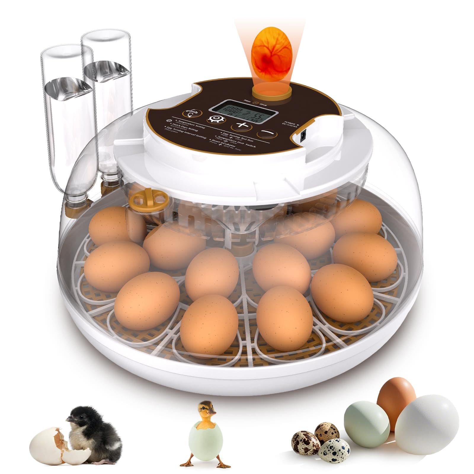 18-Egg Automatic Turning Incubator with Humidity Control and LED Display
