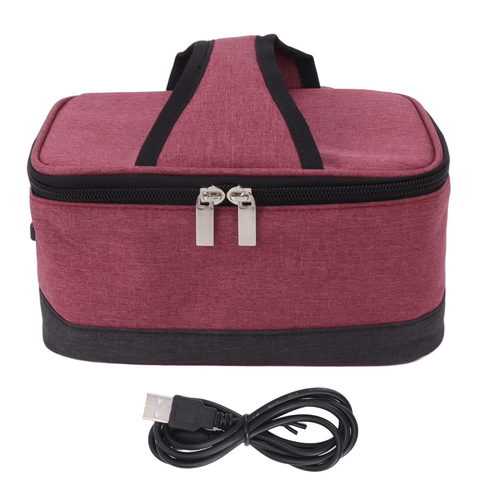 Zerodis Electric Lunch Box Heater - Portable, Multi-Use for Travel, Office & Outdoor Activities (Wine Red)