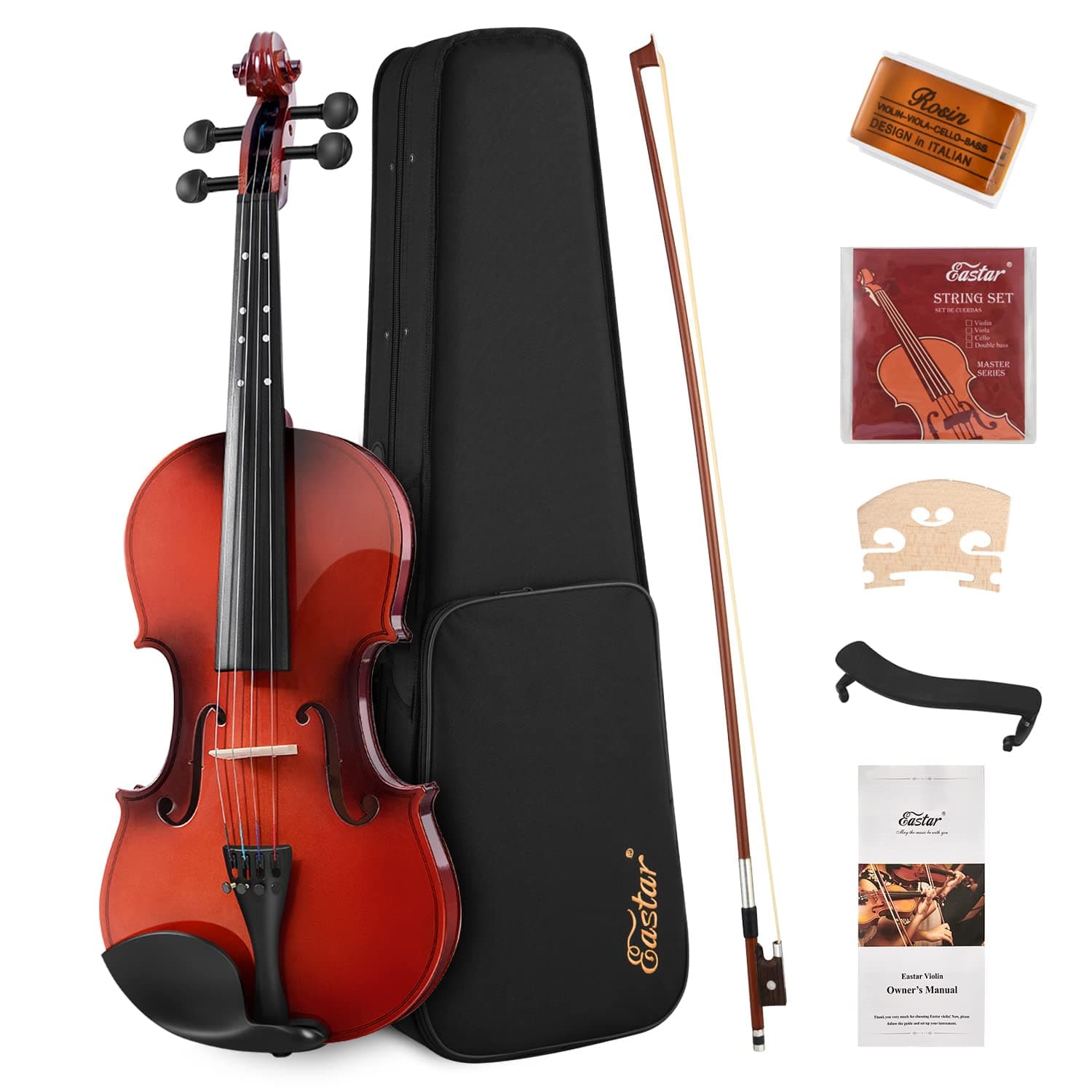 Eastar 3/4 Violin Kit for Beginners with Case, Rosin, Shoulder Rest, Bow, and Strings